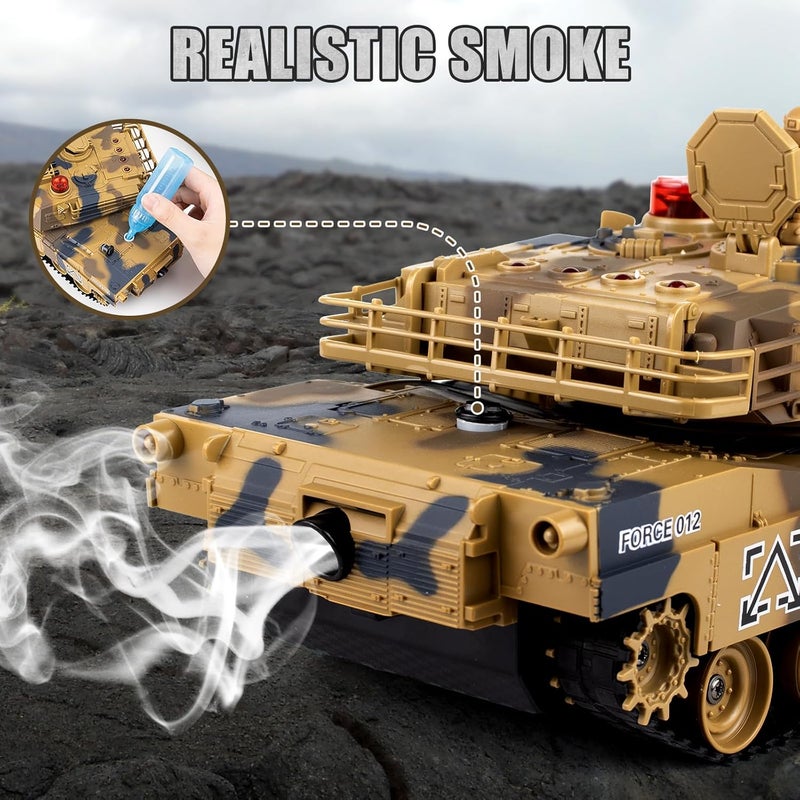 Supdex 1/24 RC Tank, Remote Control US M1A2 Abrams Army Model Tank with Sound Effects, Lights and Smoke, 2.4G Military Model Toy for Kids, Perfect Birthday for Boys 6+ Years Old - Image 5